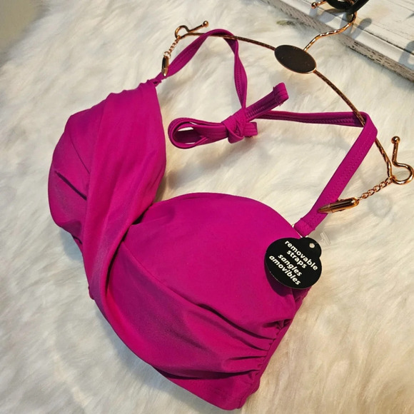 George Twist Front Padded Halter Bandeau Bikini Top - Picture 1 of 5